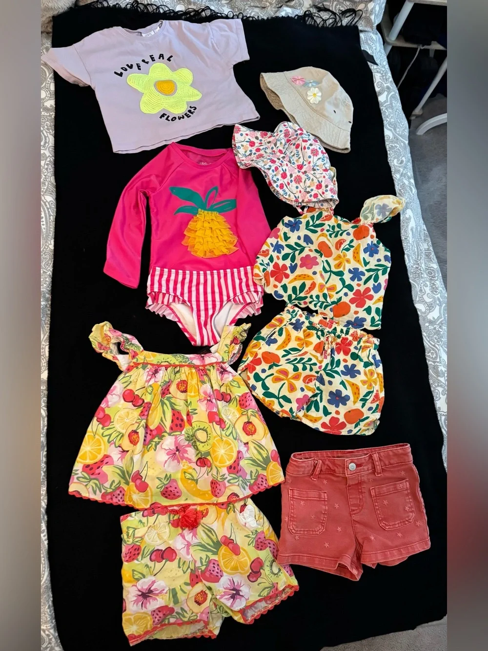 Girls Mixed Summer Outfits Bundle - Bright Fruit & Floral Prints